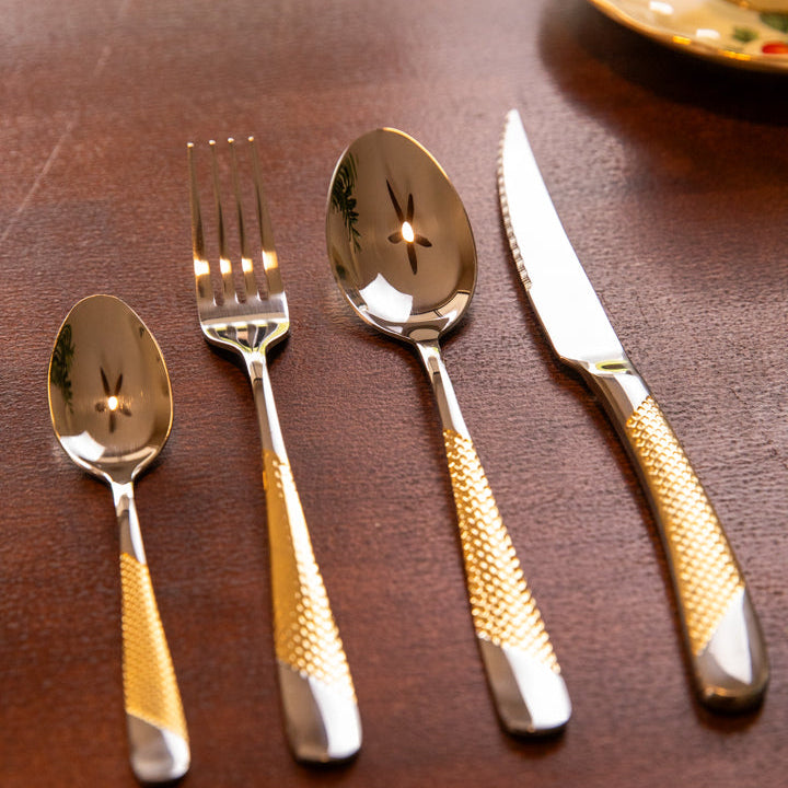 Honeycomb Grooved Stainless Steel Cutlery Set -- Delicors