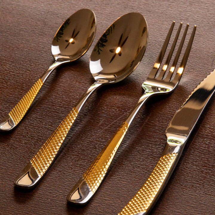 Honeycomb Grooved Stainless Steel Cutlery Set By Delicors