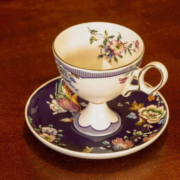 Noir Bloom Pedestal Teacup Set - Delicors