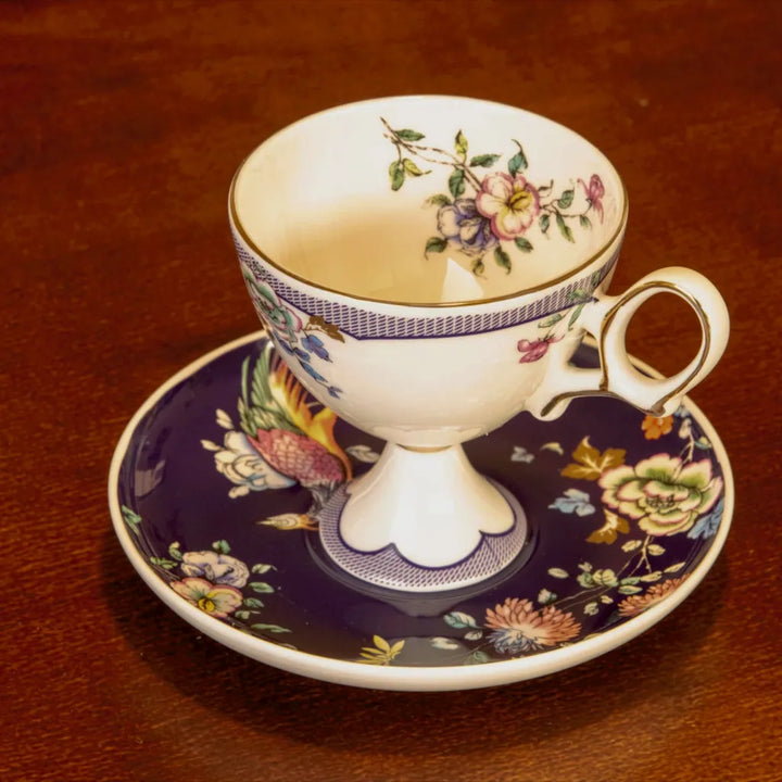 Noir Bloom Pedestal Teacup Set - Delicors