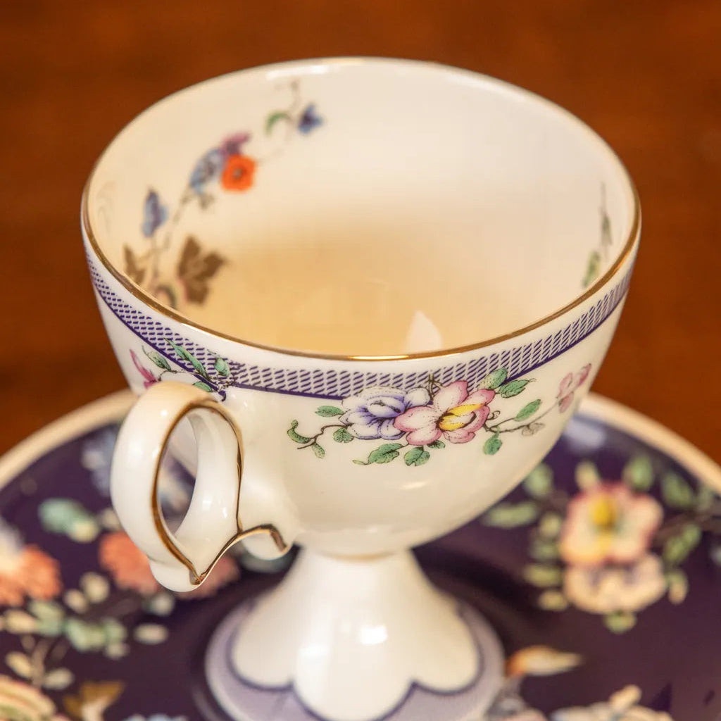 Noir Bloom Pedestal Teacup Set - Delicors