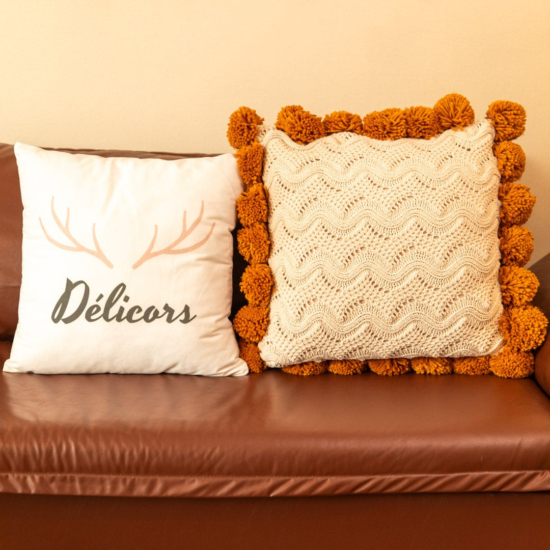 Pom Pom Weave Cushion -- Delicors