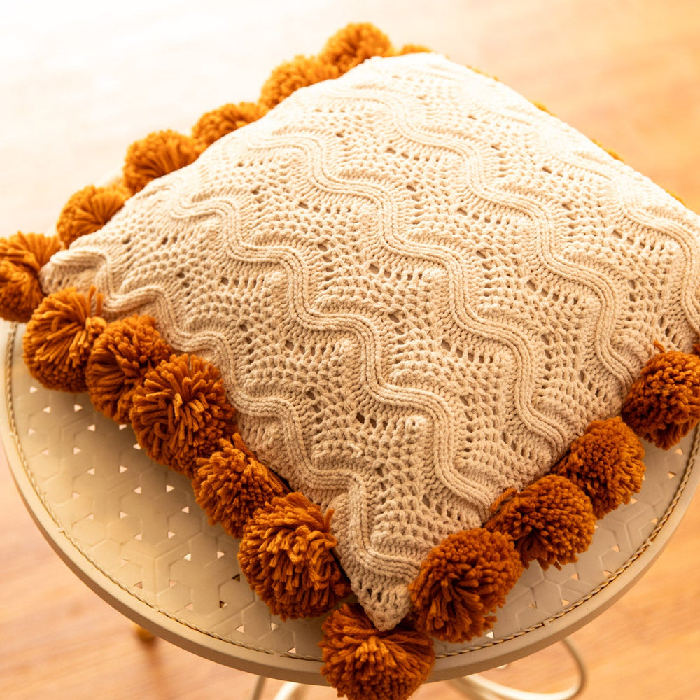 Pom Pom Weave Cushion -- Delicors