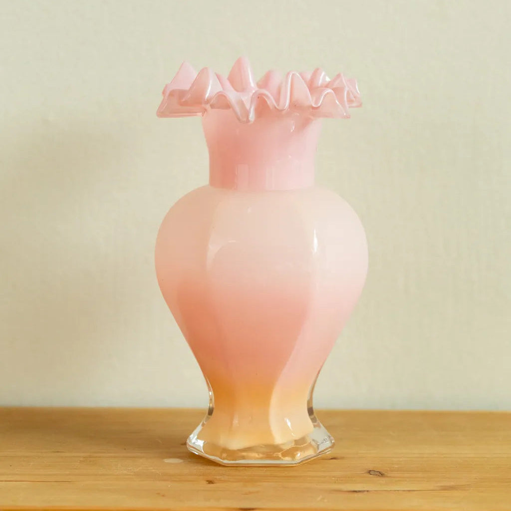 Ruffled Romance Glass Vase IceCream - Delicors
