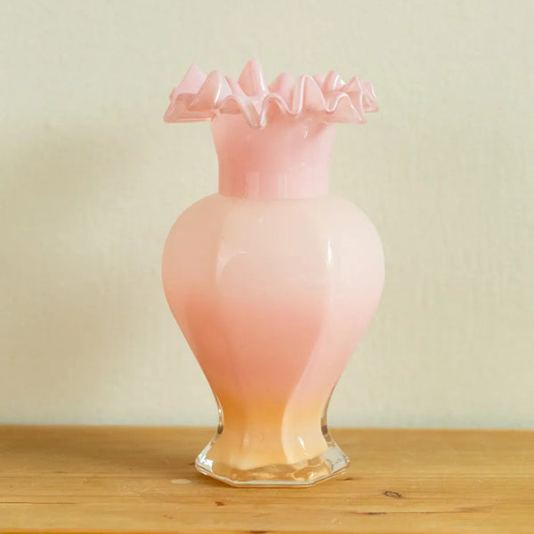 Ruffled Romance Glass Vase IceCream - Delicors