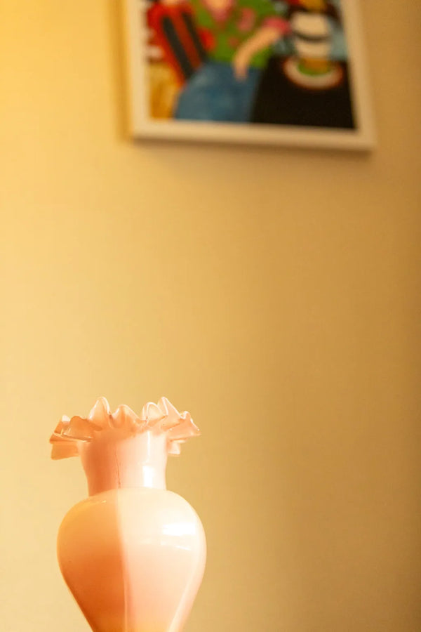 Ruffled Romance Glass Vase IceCream - Delicors