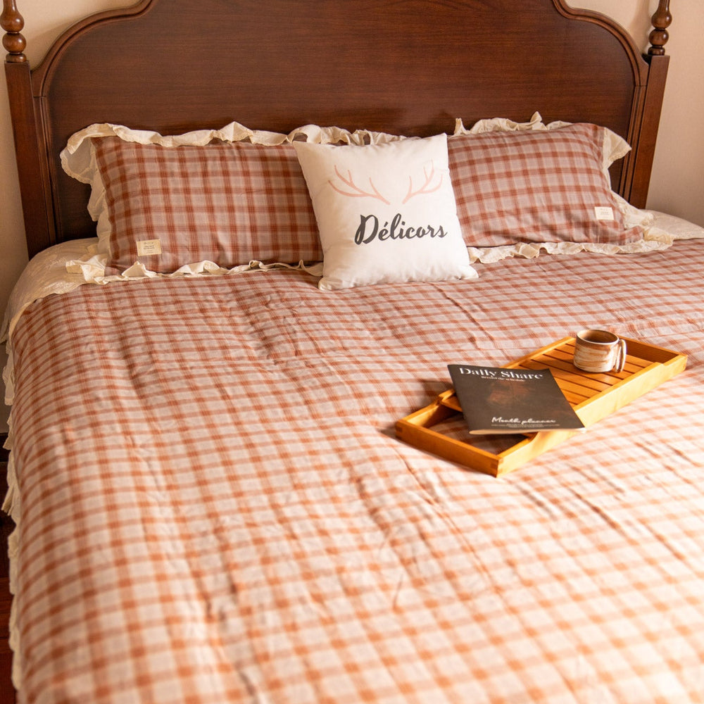 Soft Haze Plaid Bedding Set - Delicors