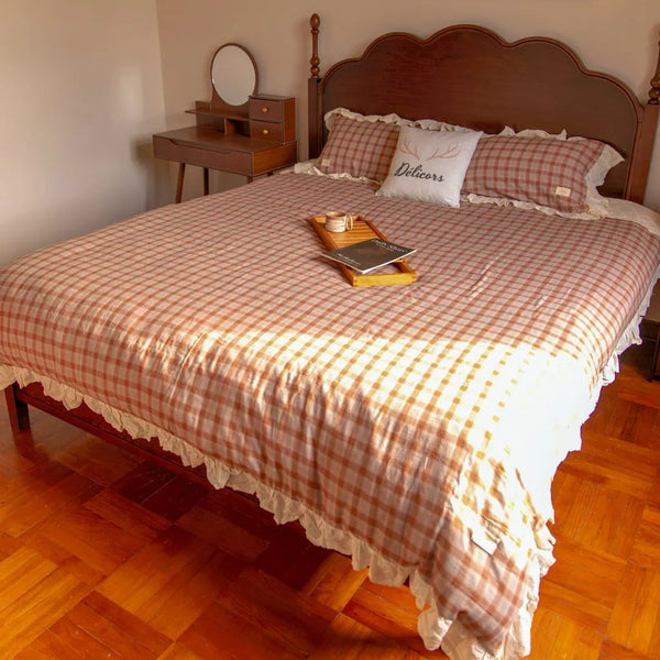 Soft Haze Plaid Bedding Set - Delicors