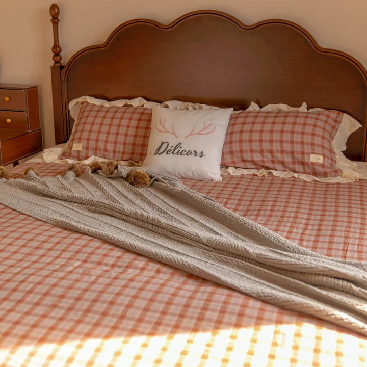 Soft Haze Plaid Bedding Set - Delicors