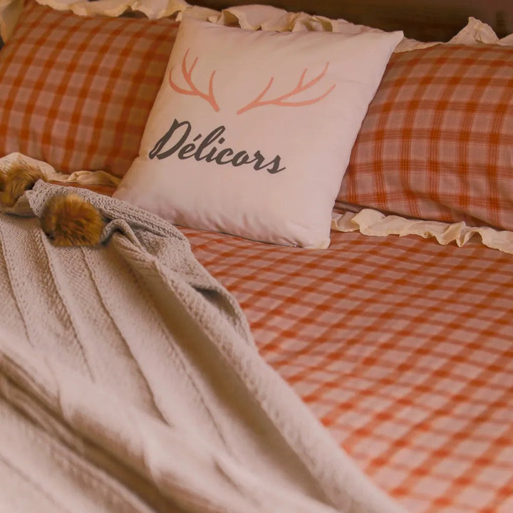 Soft Haze Plaid Bedding Set - Delicors