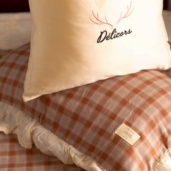 Soft Haze Plaid Bedding Set - Delicors
