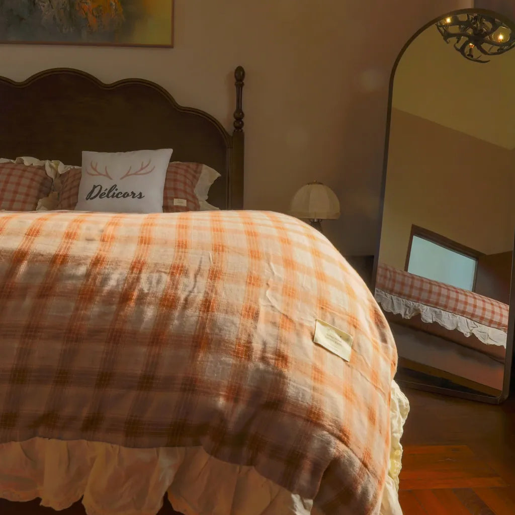 Soft Haze Plaid Bedding Set - Delicors