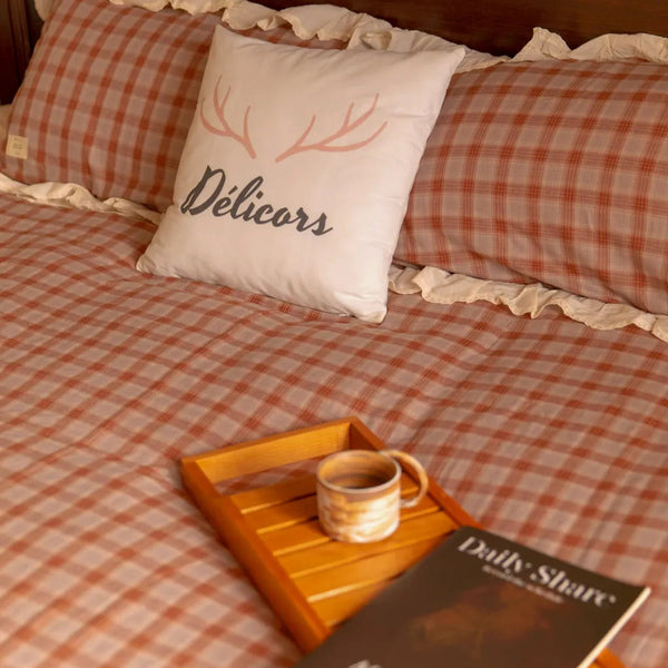 Soft Haze Plaid Bedding Set - Delicors