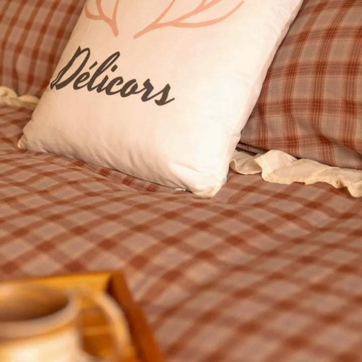 Soft Haze Plaid Bedding Set - Delicors
