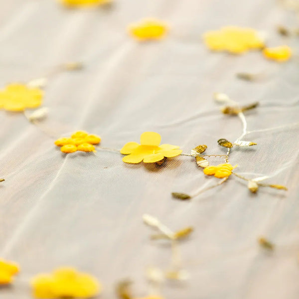 Sweeter Things Embroidered Lace Table Cloth Yellow Daisy - Delicors