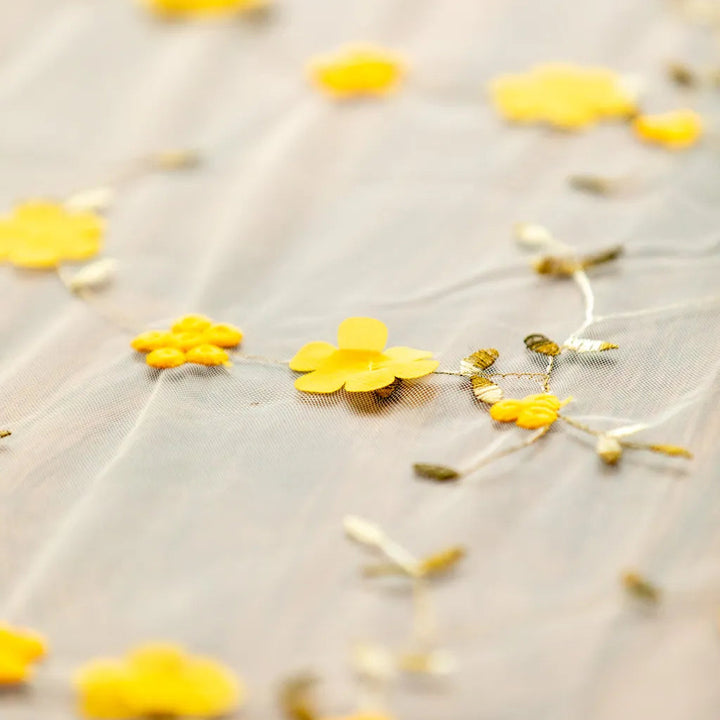 Sweeter Things Embroidered Lace Table Cloth Yellow Daisy - Delicors