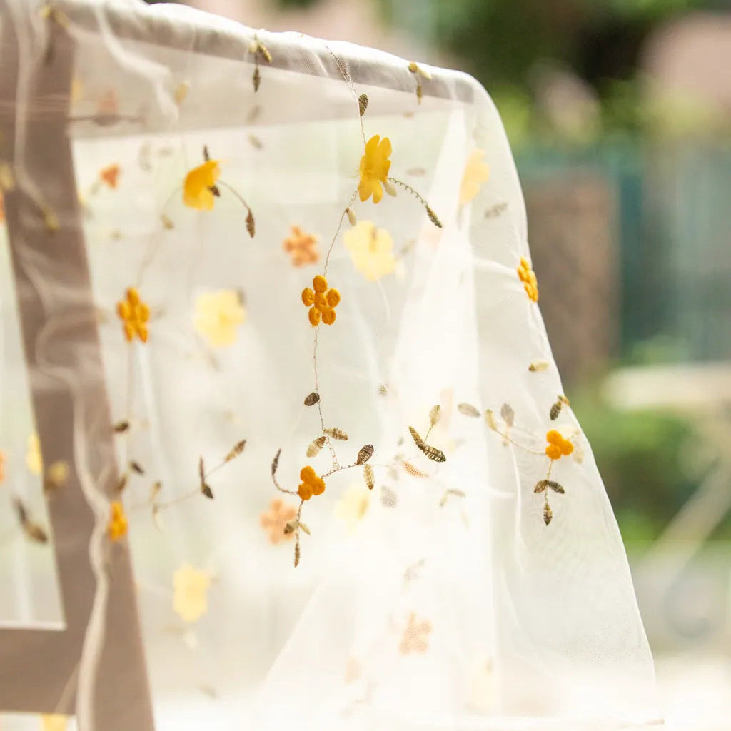 Sweeter Things Embroidered Lace Table Cloth Yellow Daisy - Delicors