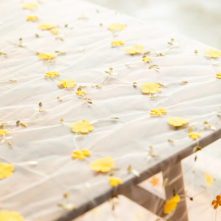 Sweeter Things Embroidered Lace Table Cloth Yellow Daisy - Delicors