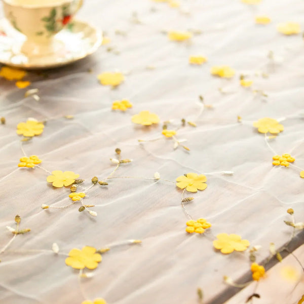 Sweeter Things Embroidered Lace Table Cloth Yellow Daisy - Delicors