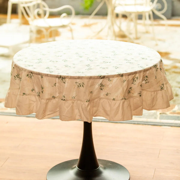 White Wildflower Round Table Cloth - Delicors