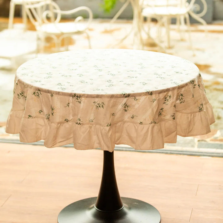 White Wildflower Round Table Cloth - Delicors