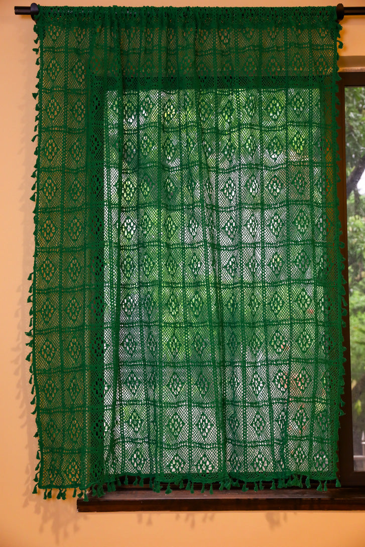 Wisteria Lace Curtain - Green -- Delicors