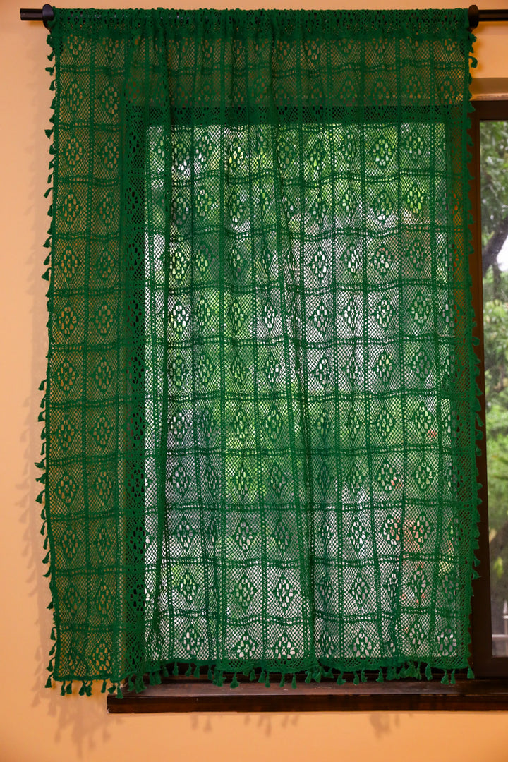 Wisteria Lace Curtain - Green -- Delicors