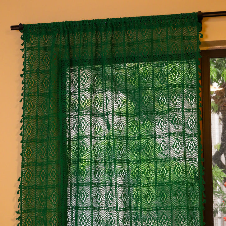 Wisteria Lace Curtain - Green -- Delicors
