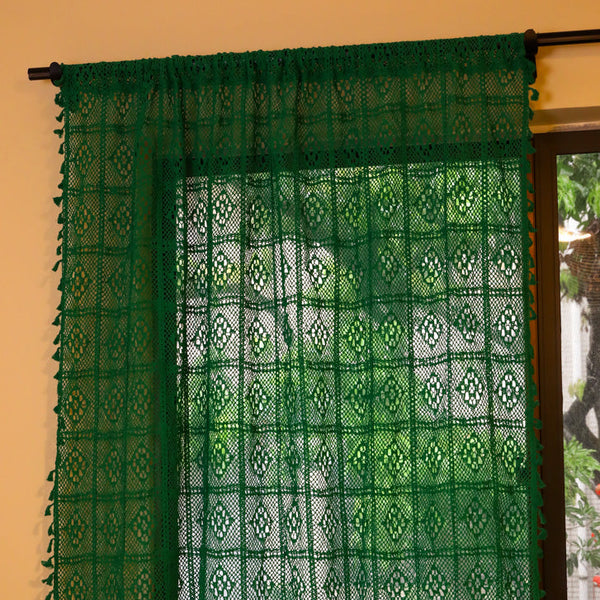 Wisteria Lace Curtain - Green -- Delicors