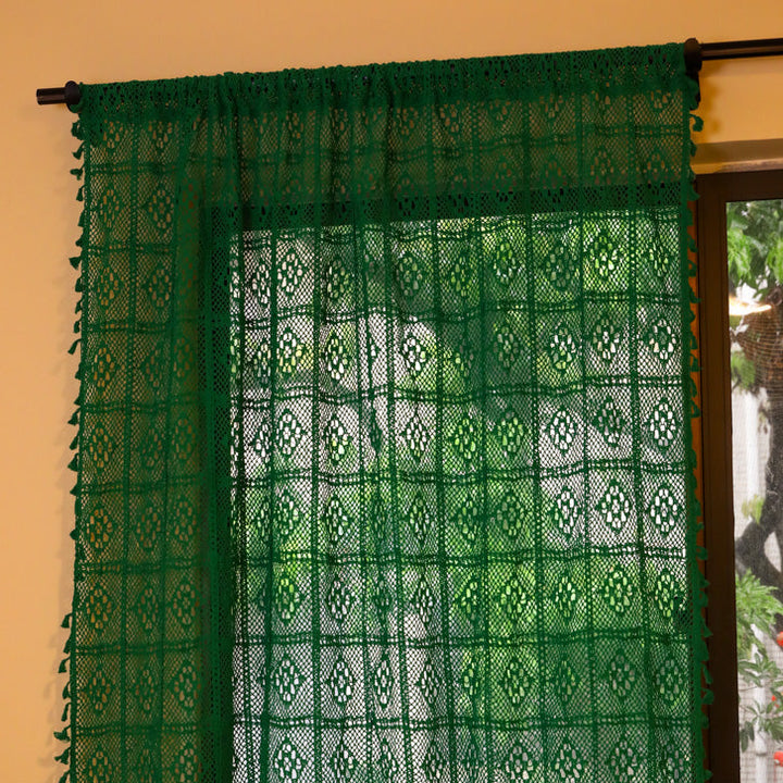 Wisteria Lace Curtain - Green -- Delicors