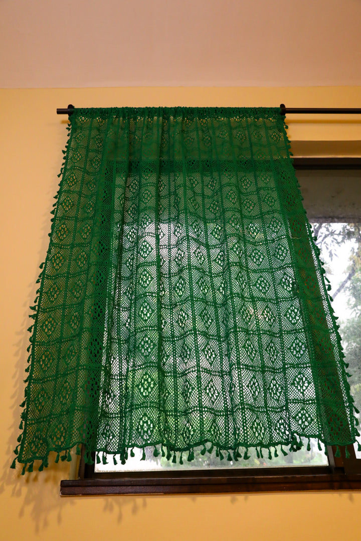 Wisteria Lace Curtain - Green -- Delicors