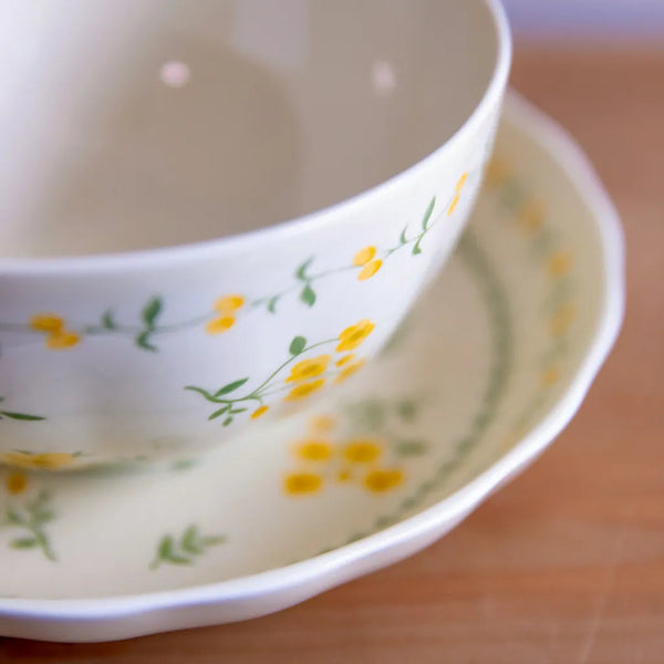 Yellow Garland Ceramic Dining Set 8 InchPlate&6 InchBowl - Delicors