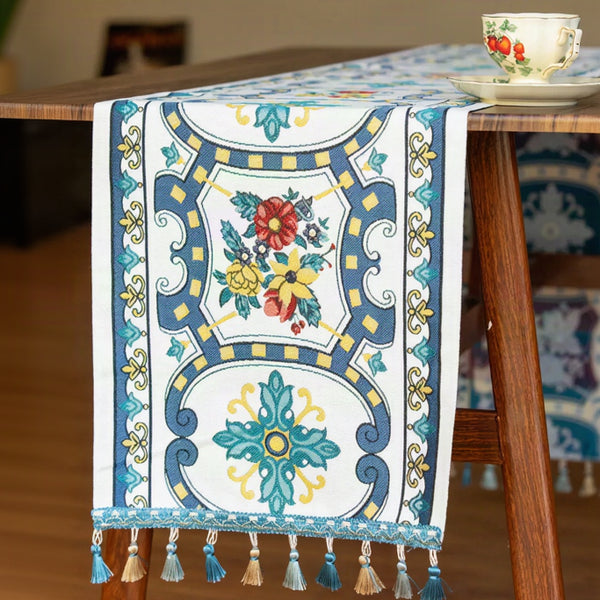 Blue Blooming Table Runner -- Delicors