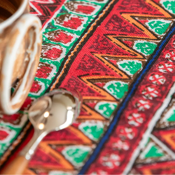 Bohemian Days Diamond Tassel Table Cloth Collection -- Delicors