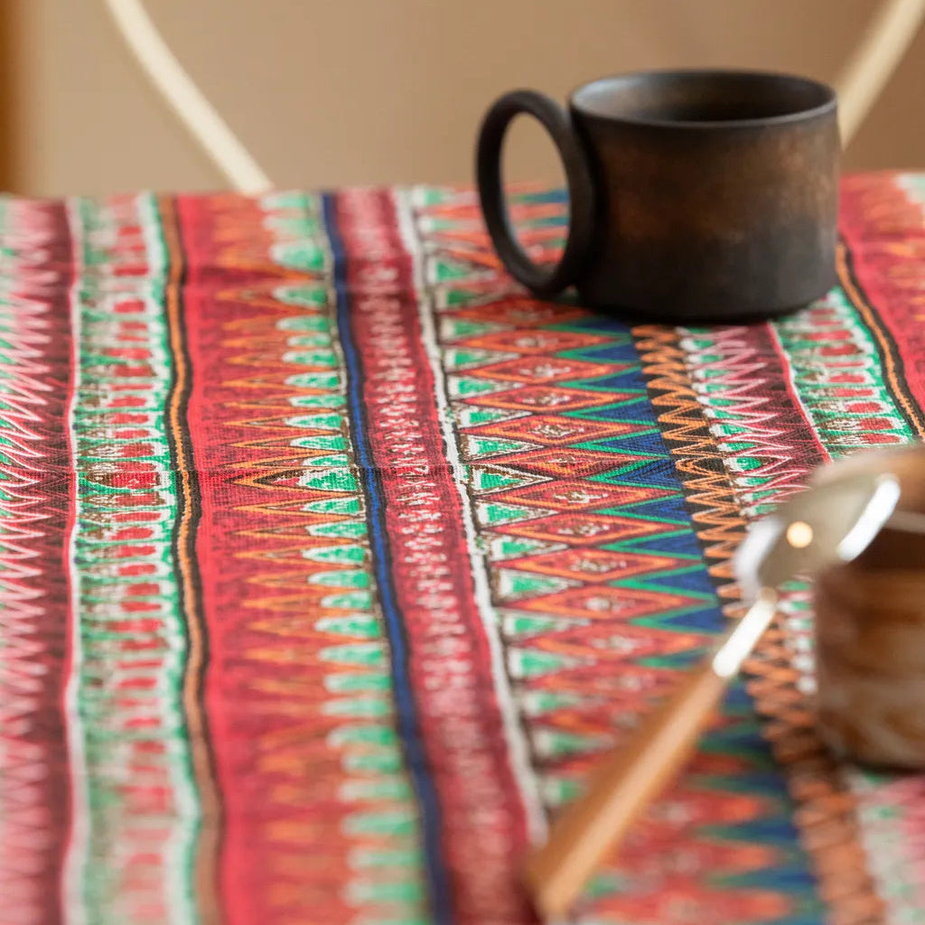 Bohemian Days Diamond Tassel Table Cloth Collection -- Delicors