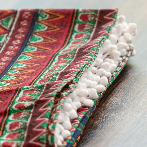 Bohemian Days Diamond Tassel Table Cloth Collection -- Delicors