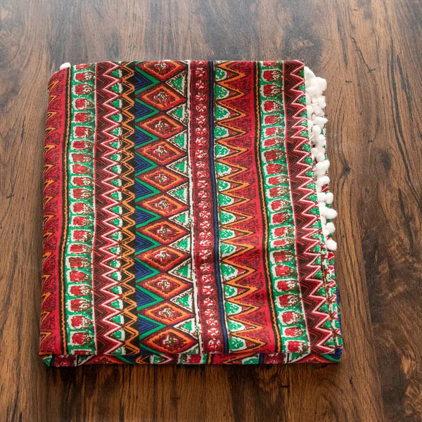 Bohemian Days Diamond Tassel Table Cloth Collection -- Delicors