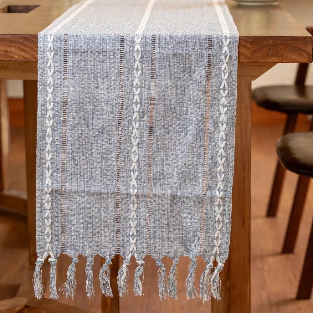 Cloudy Day Tassel Table Runner