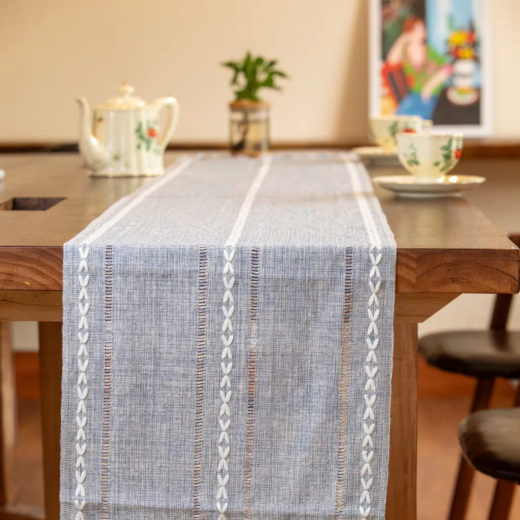 Cloudy Day Tassel Table Runner -- Delicors