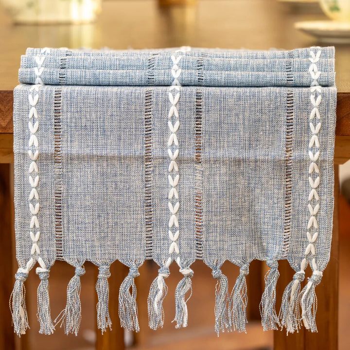 Cloudy Day Tassel Table Runner
