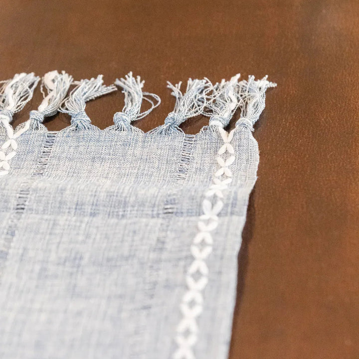Cloudy Day Tassel Table Runner -- Delicors