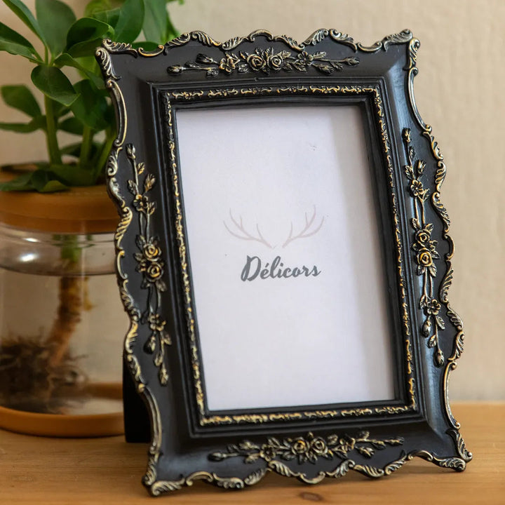 Gilded Noir Rococo Photo Frame -- Delicors