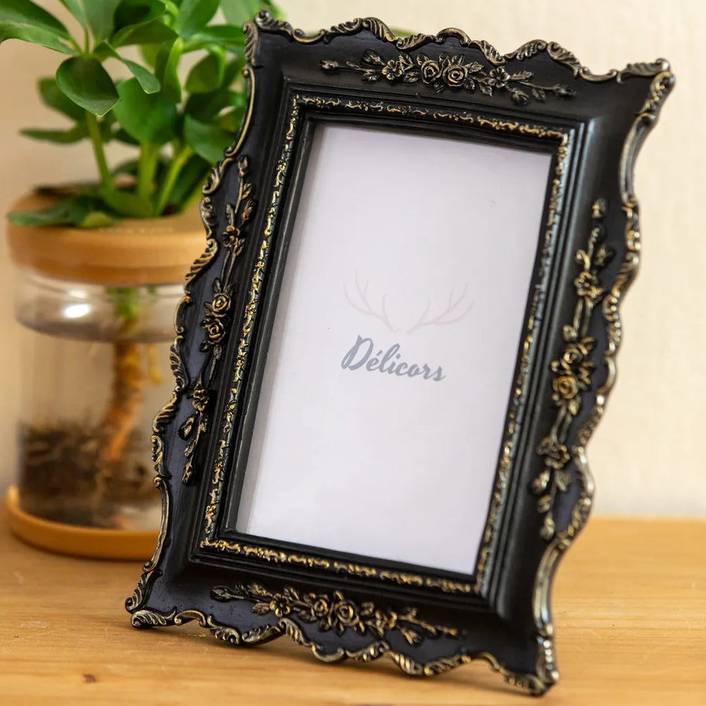 Gilded Noir Rococo Photo Frame -- Delicors