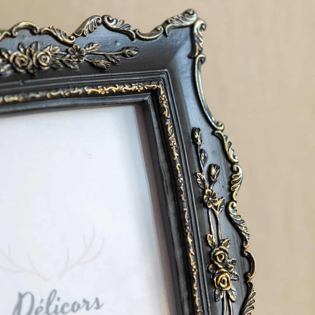 Gilded Noir Rococo Photo Frame -- Delicors