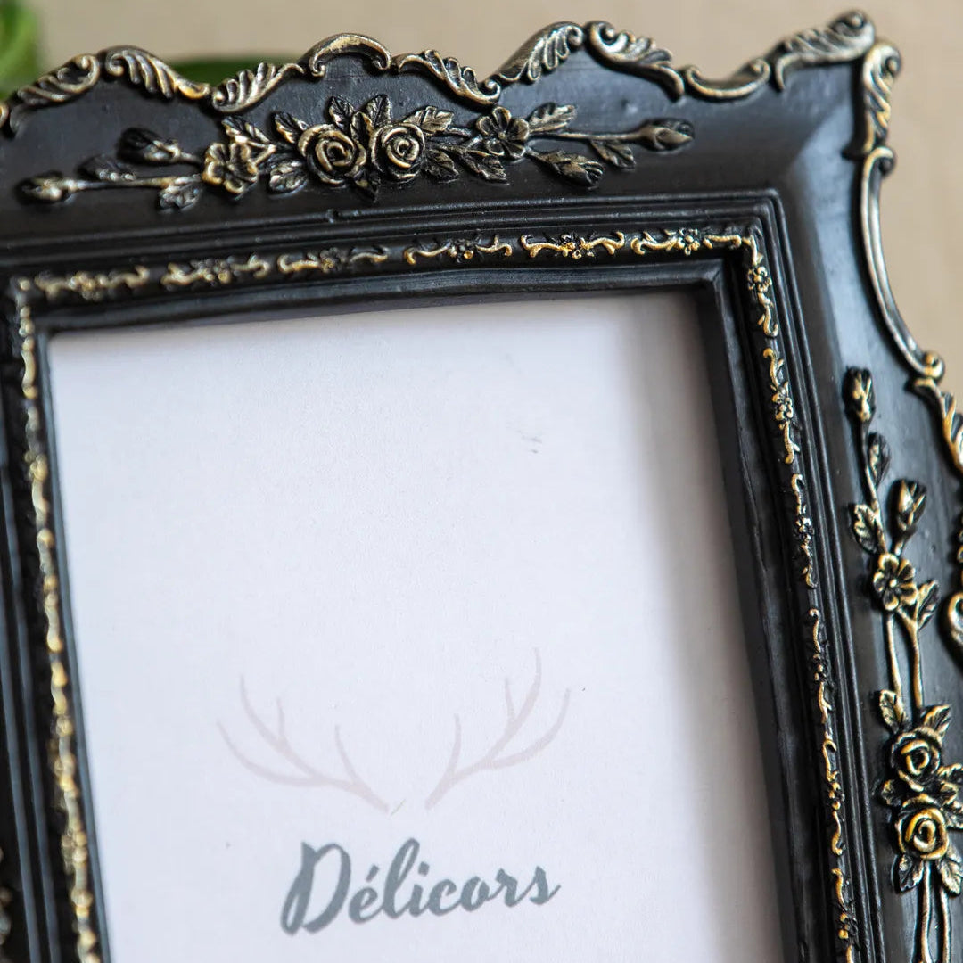 Gilded Noir Rococo Photo Frame -- Delicors