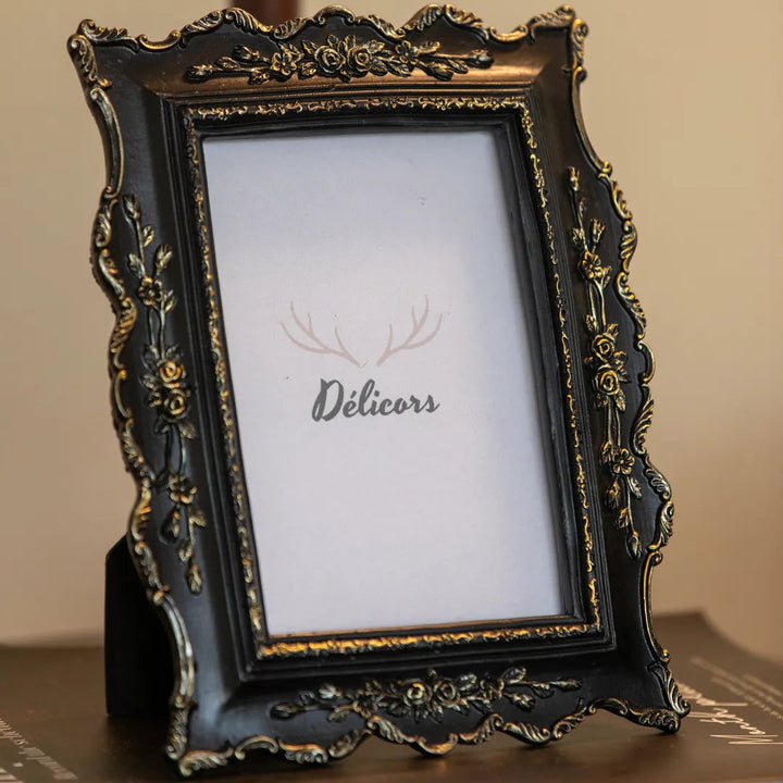 Gilded Noir Rococo Photo Frame -- Delicors