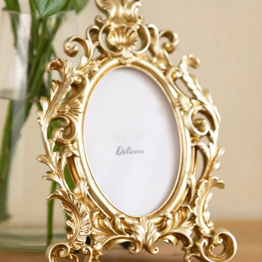 Golden Leaves Oval Photo Frame -- Delicors
