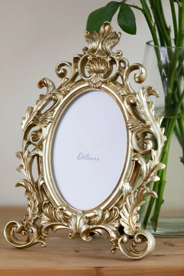 Golden Leaves Oval Photo Frame
