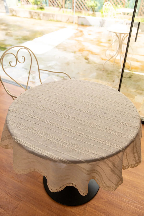 Line Linen Round Tablecloth -- Delicors