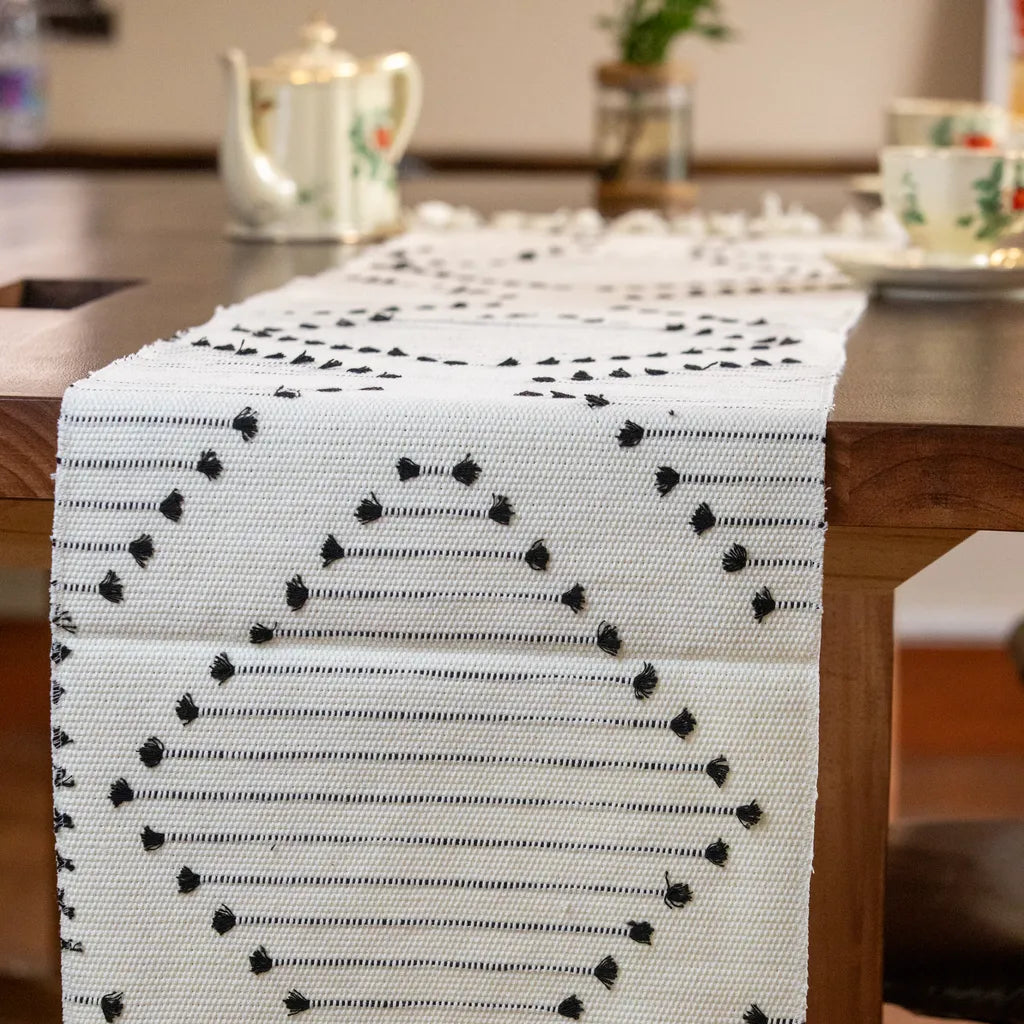Moroccan Tassel Table Runner Collection -- Delicors